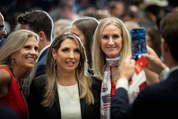 PHOTO: Chair of the Republican National Committee Ronna McDaniel (C) takes pictures with guests during the America First Agenda Summit, at the Marriott Marquis Hotel, on July 26, 2022, in Washington, D.C. (Drew Angerer/Getty Images)