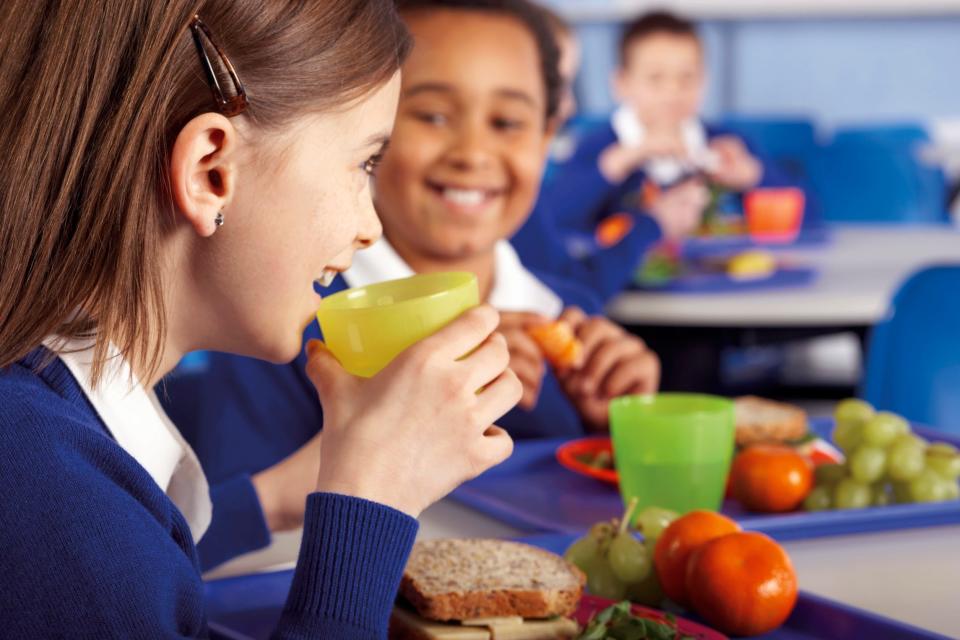 School Children Eating a Healthy Lunch