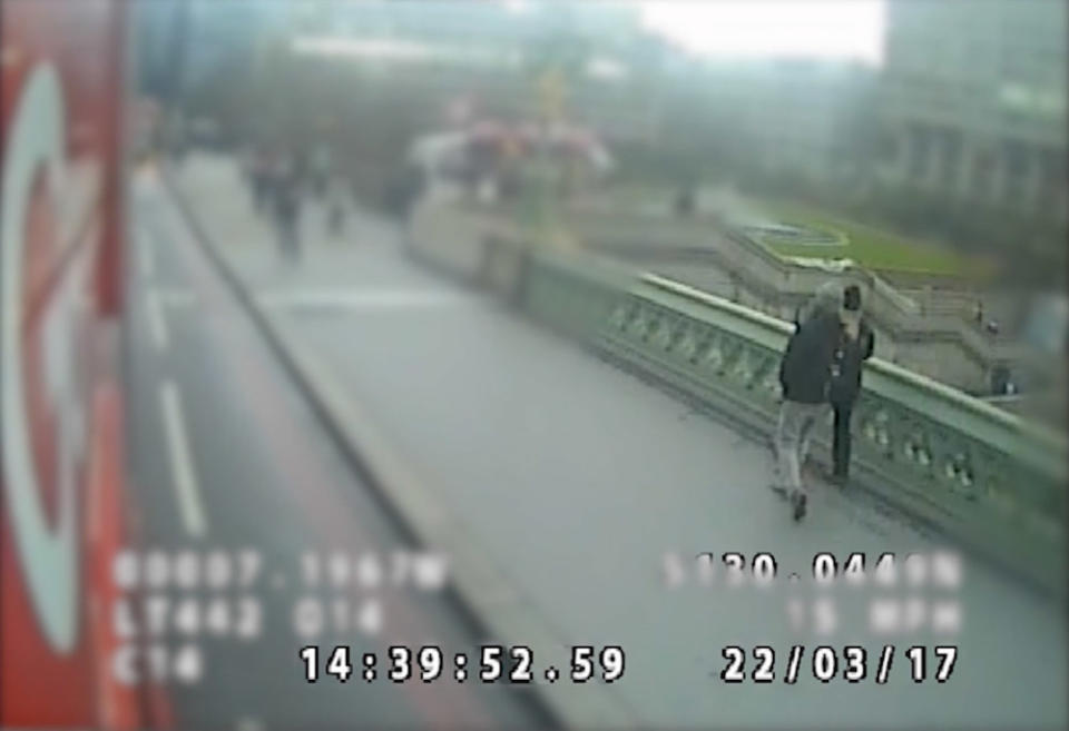 CCTV shows Mr Cochran and his wife on the bridge (Picture: PA)