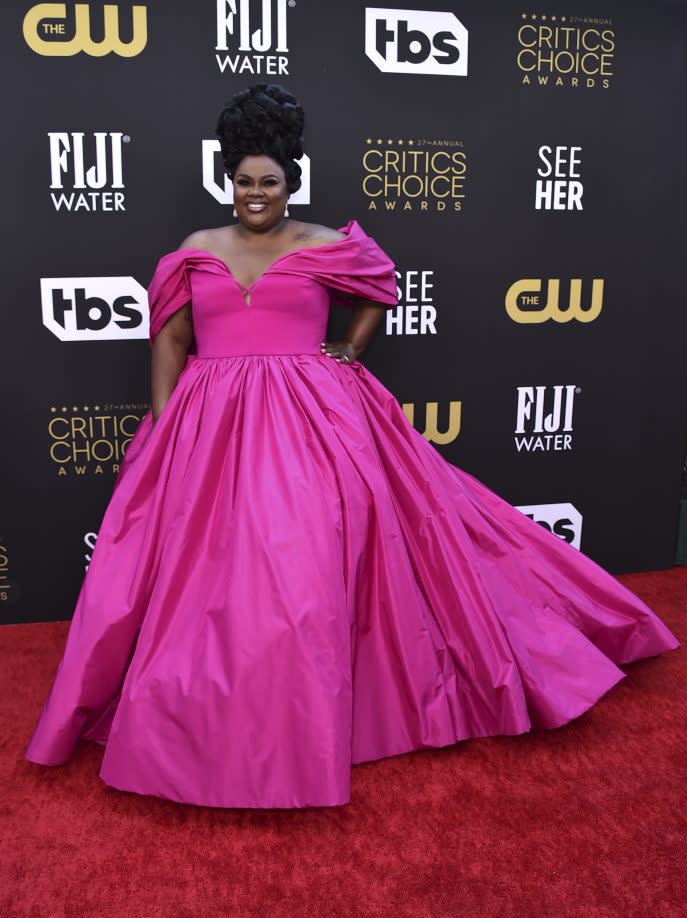 Nicole Byer arrives at the 27th annual Critics Choice Awards on Sunday, March 13, 2022, at the Fairmont Century Plaza Hotel in Los Angeles. - Credit: Jordan Strauss/Invision/AP