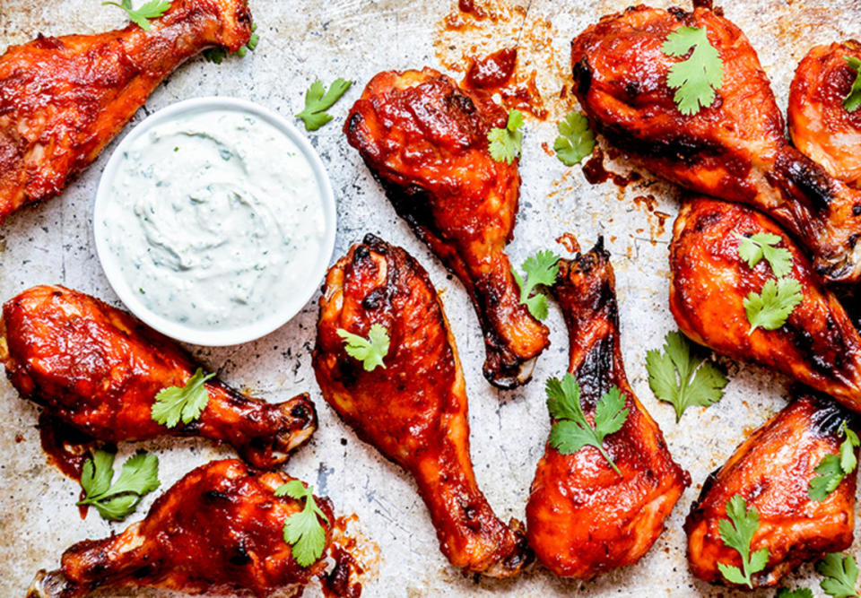 <p>Floating Kitchen</p><p>Chicken drumsticks coated in a sweet and tangy watermelon BBQ sauce and grilled to perfection. A perfect summer meal!</p><p><strong>Get the recipe: <a href="http://www.floatingkitchen.net/baked-watermelon-barbecue-chicken-drumsticks/" rel="nofollow noopener" target="_blank" data-ylk="slk:Baked Watermelon Barbecue Chicken Drumsticks;elm:context_link;itc:0;sec:content-canvas" class="link ">Baked Watermelon Barbecue Chicken Drumsticks</a></strong></p>