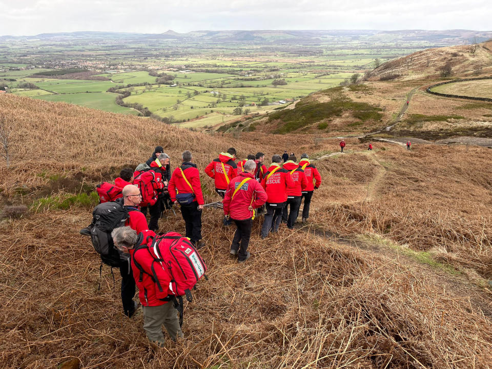 The team carried the man 600m back to a Land Rover. (Cleveland Mountain Rescue Team)