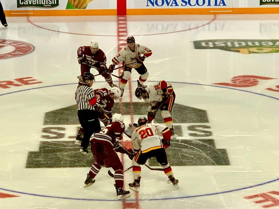 Saint Mary's University played the University of Guelph in one of two University Cup games that were played in March 2020 before the rest of the tournament was cancelled due to COVID-19. (Paul Palmeter/CBC - image credit)