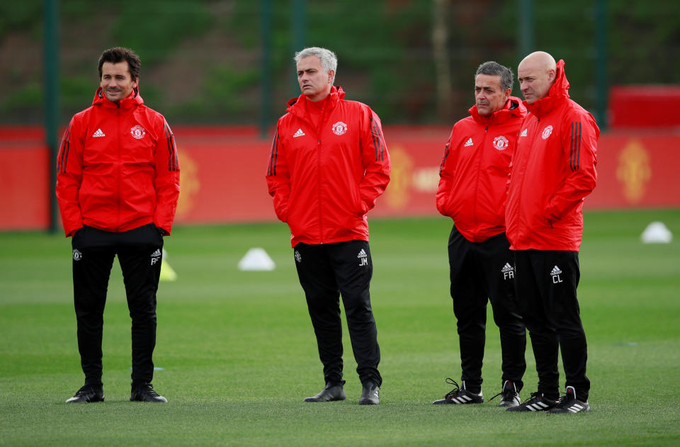 Jose Mourinho on the training ground