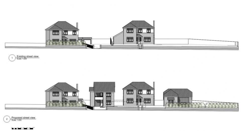 Reading Chronicle: A sketch of the street view for a plan to build a new home along Berkeley Avenue in Southcote. Credit: Gareth Bertram Ltd