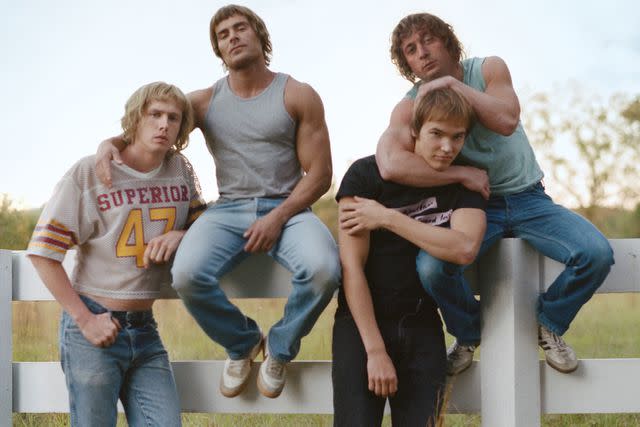 <p>Eric Chakeen</p> Harris Dickinson, Zac Efron, Stanley Simons and Jeremy Allen White in <em>The Iron Claw</em> (2023)