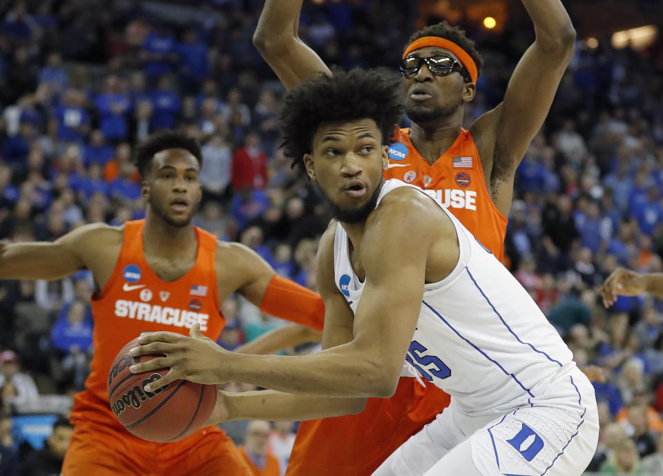 Duke’s Marvin Bagley III led all scorers with 22 points. (AP Photo/Charlie Neibergall)