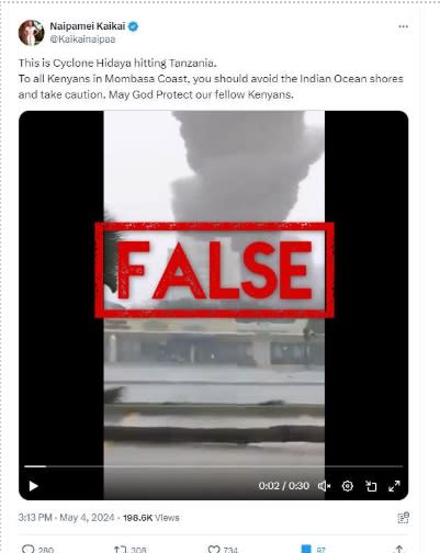 <span>A screenshot of the false post, taken on May 8, 2024</span>