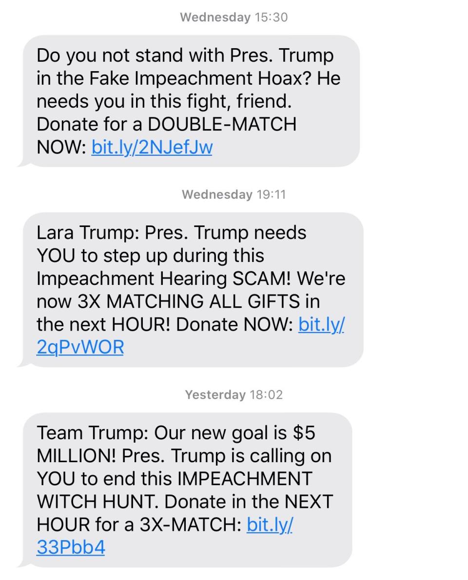 The Trump campaign is fundraising over the impeachment inquiry.