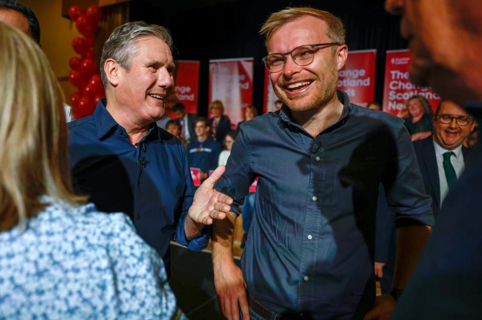 Sir Keir Starmer attends a campaign event with Mr Shanks before the Rutherglen and Hamilton West by-election (Getty Images)