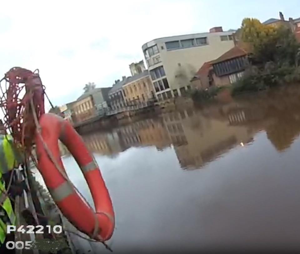 Man in the River Ouse in York, northeastern England