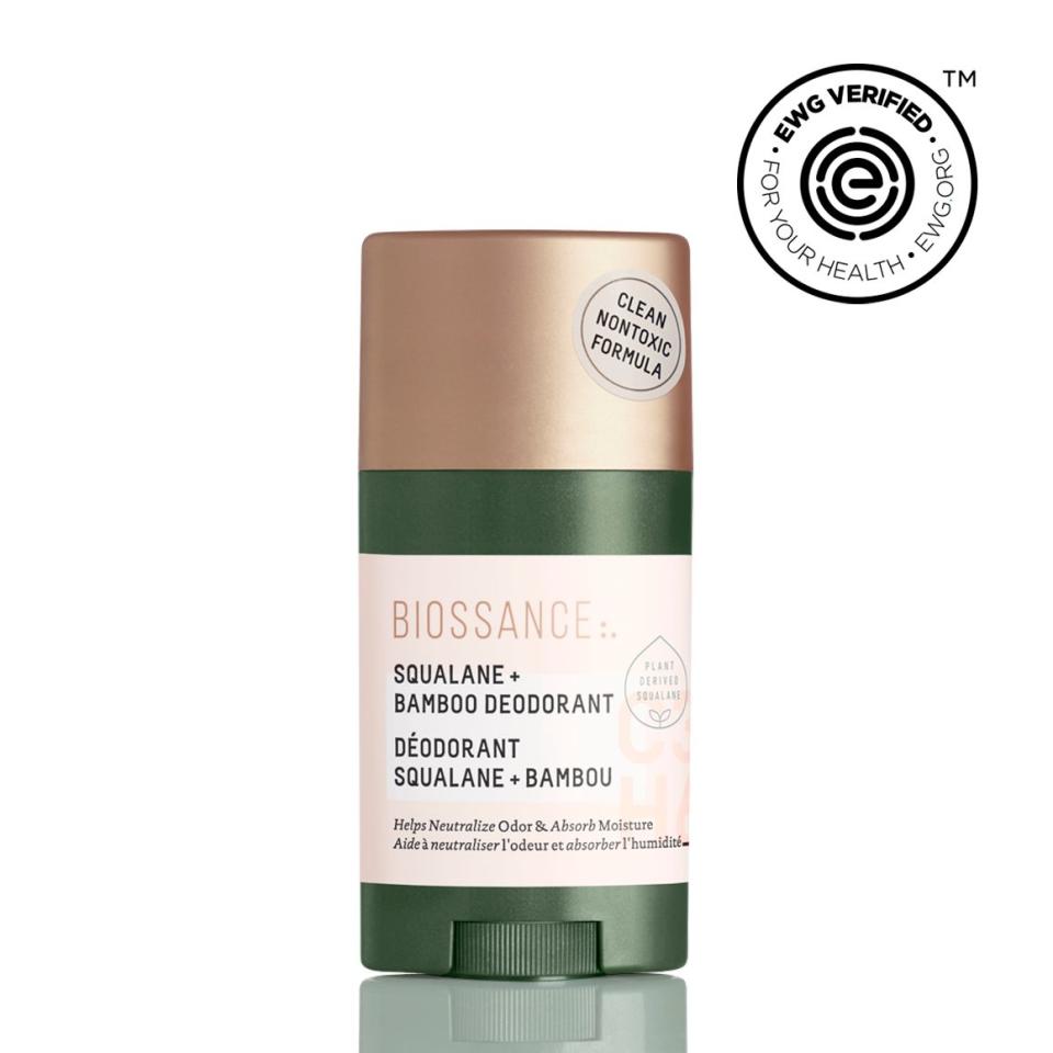 The clean beauty brand's deodorant contains squalane to help with moisture, we well as grapefruit, geranium and clary sage essential oils to neutralize body odor. <a href="https://biossance.com/products/squalane-bamboo-deodorant" target="_blank" rel="noopener noreferrer">Get</a><a href="https://biossance.com/products/squalane-bamboo-deodorant" target="_blank" rel="noopener noreferrer">&nbsp;the Biossance squalane and bamboo deodorant for $14</a>