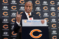 Chicago Bears new President & CEO Kevin Warren speaks during an NFL football news conference at Halas Hall in Lake Forest, Ill., Tuesday, Jan. 17, 2023. (AP Photo/Nam Y. Huh)