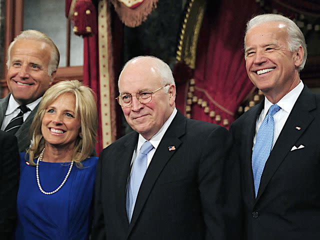 <p>KAREN BLEIER/AFP/Getty</p> James Biden, Jill Biden, Dick Cheney, and Joe Biden at the U.S. Capitol in 2009