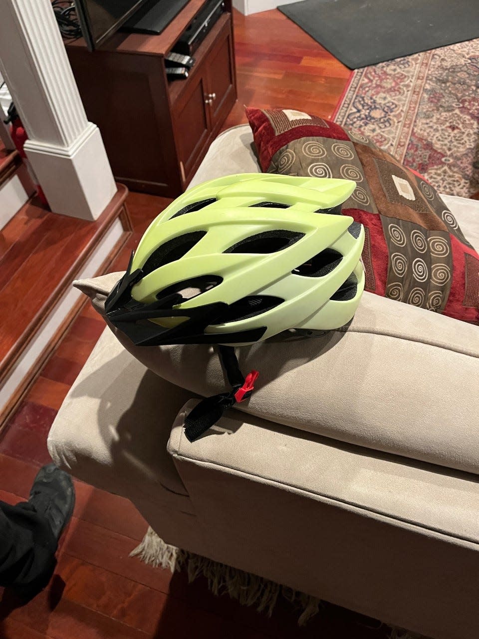 This is a photo of the bike helmet that Daniel Cambrourelis-Haskins, 19, was last seen wearing. He has been missing since Monday evening.