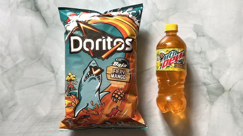 Doritos Baja Fiery Mango and Mountain Dew Baja Laguna Lemonade