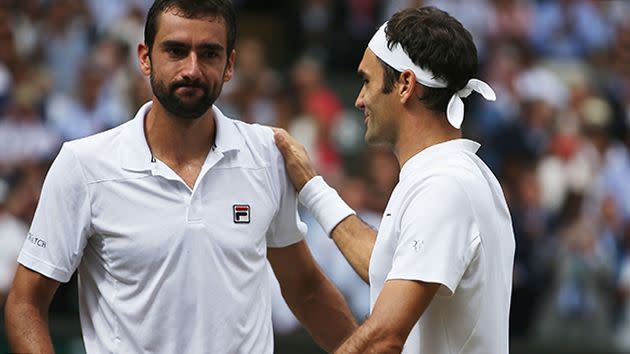 Cilic and Federer. Image: Getty
