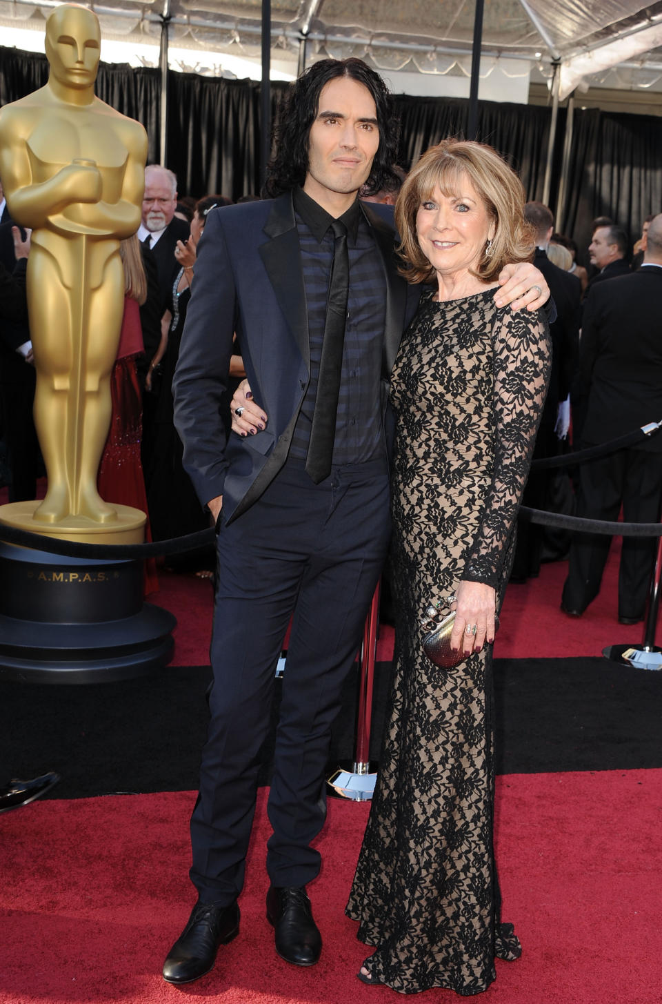 Russell and his mom in black-tie