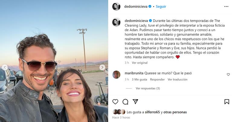 Eva de Dominici y su profundo dolor por la muerte de Adan Canto (Foto: captura Instagram/dedominicieva)