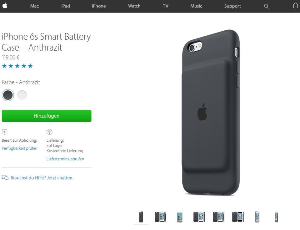 Worst case: Man ist gerade unterwegs und es ist keine Stromquelle in Sicht. Dafür hat Apple vorgesorgt und ein Notfall-Case entwickelt. Allerdings ist der Spaß nicht ganz günstig: Eine solche Hülle kostet 119 Euro.