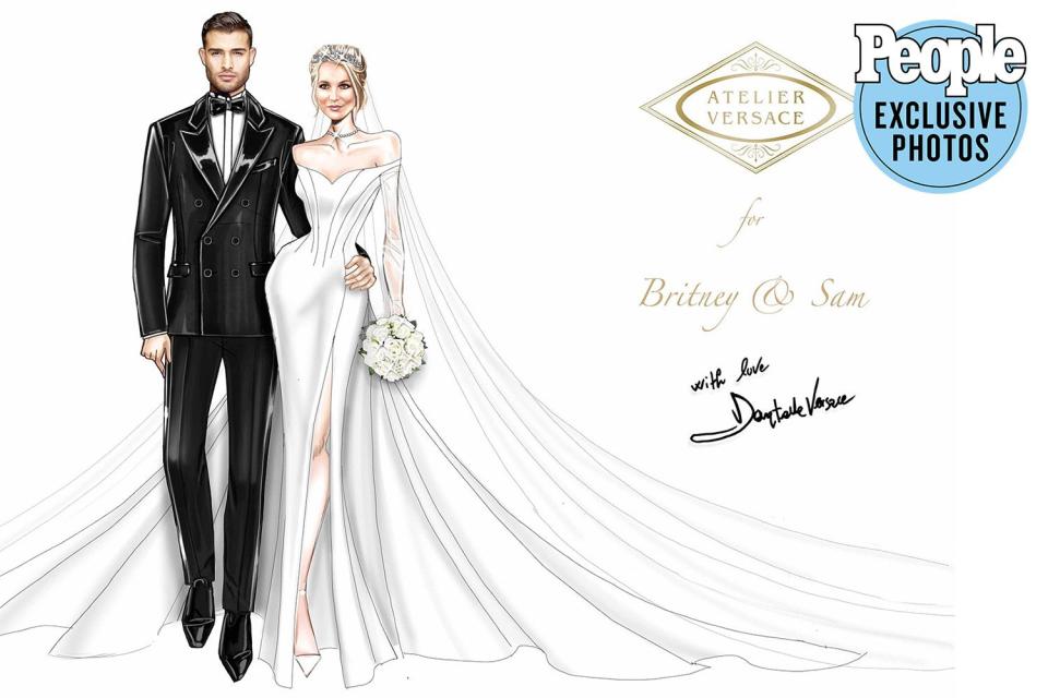 Britney Spears and Sam Asghari Wedding Dress and Tuxedo Sketch
