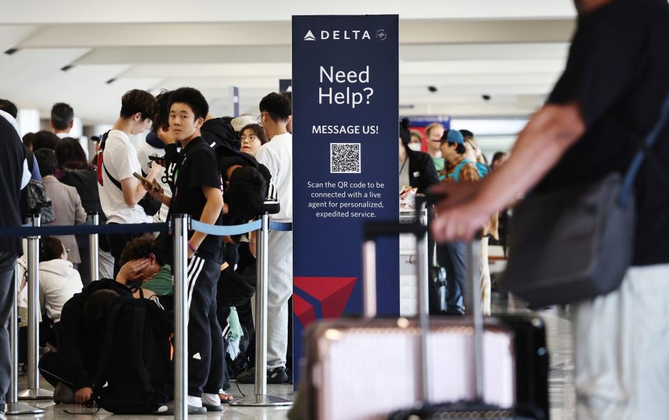 Delta Air Lines passengers faced long queues after the CrowdStrike outage in July