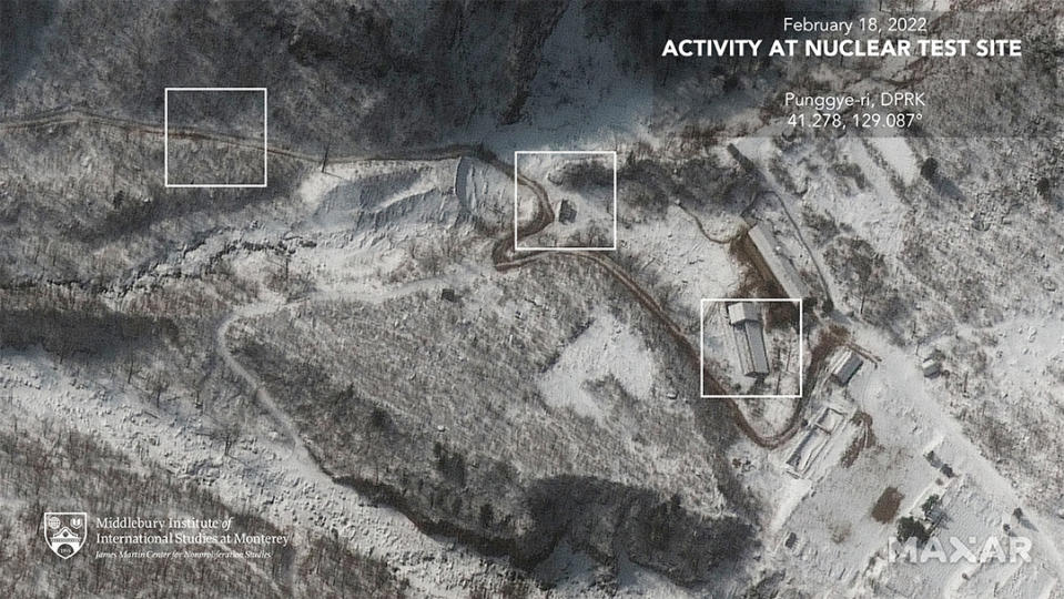 This satellite image shows North Korea's dismantled nuclear testing facility on Feb. 18, 2022. (Maxar)