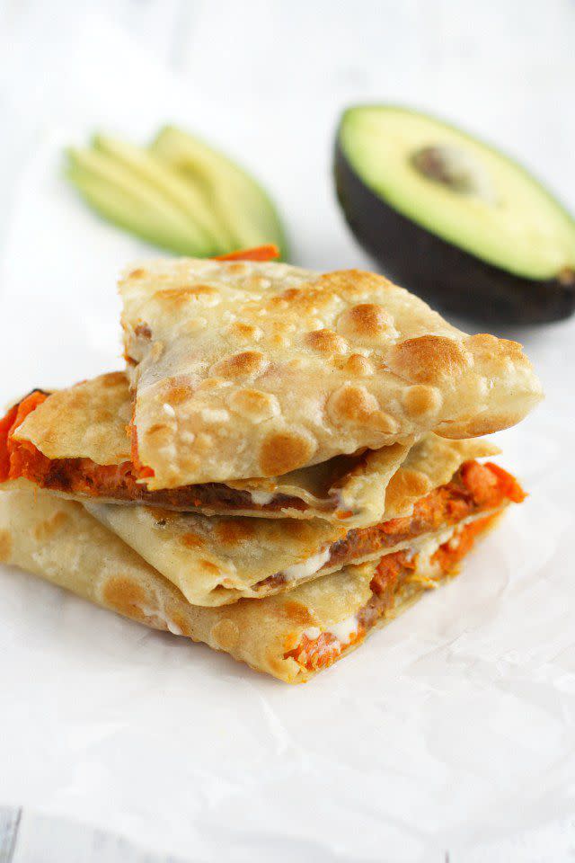 Roasted Sweet Potato and Bean Quesadillas