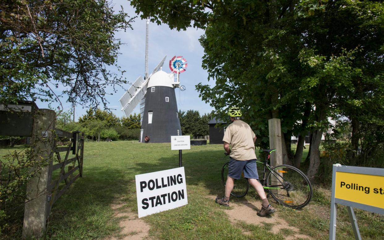 Thelnetham Windmill in Suffolk has served as a Polling Station for the village's 200 residents - David Rose for The Telegraph
