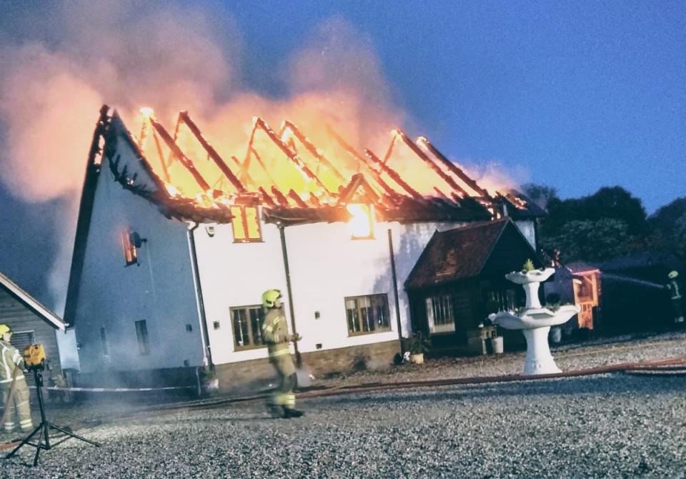 The blaze ripped through the detached house (Essex Fire Service/PA)