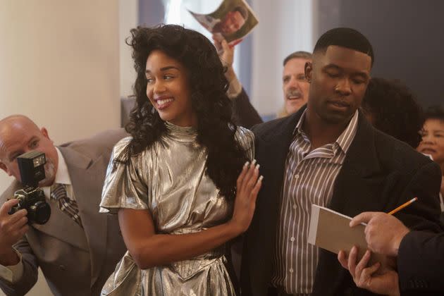 Laura Harrier as Tyson's ex-wife Robin Givens and Trevante Rhodes as Mike Tyson in 