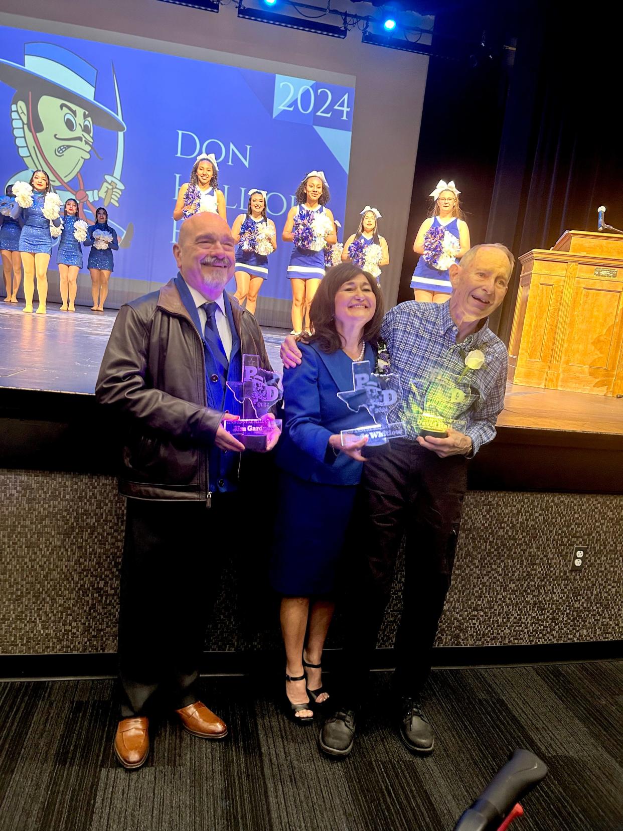 Inducted into the Palo Duro High School Hall of Fame: From left, James Gardner, Sandra Korsjan Whitlow and David Hall.