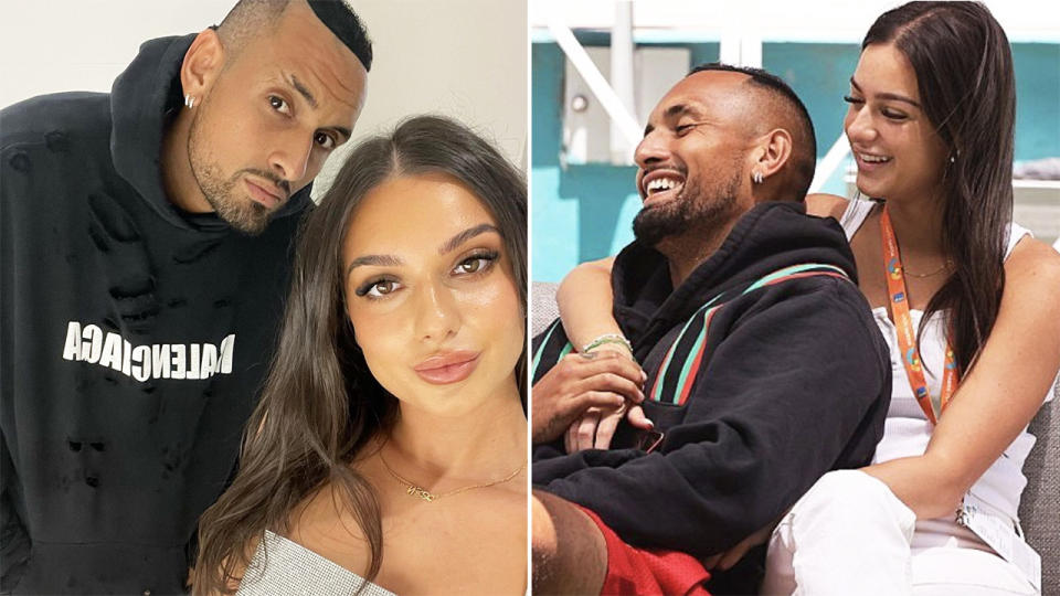 Nick Kyrgios and girlfriend Costeen Hatzi are engaged, the Aussie tennis superstar revealed on his Instagram on Saturday. Pictures: Instagram