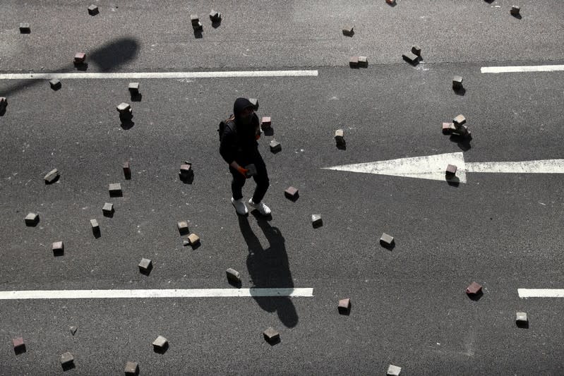 Anti-government protesters gather at the Central District in Hong Kong