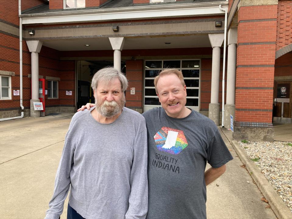 G. David Caudill, 53, voted with his father, Gordon Caudill, 76. G. David Caudill said he voted for incumbent Mayor Joe Hogsett because of his track record of supporting LGBTQ Hoosiers.