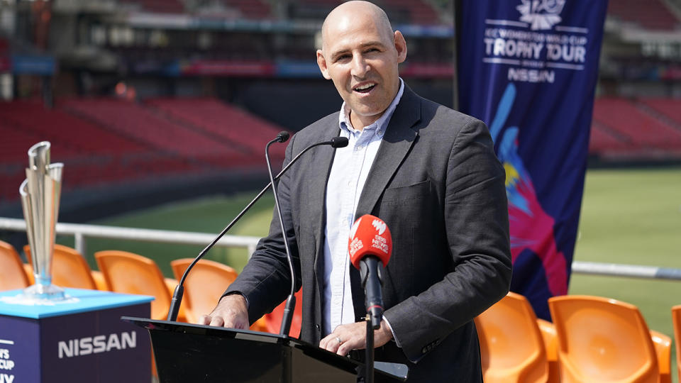 Nick Hockley, pictured here addressing reporters at a T20 World Cup media opportunity.