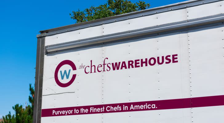 The Chefs' Warehouse logo on a truck. CHEF stock.