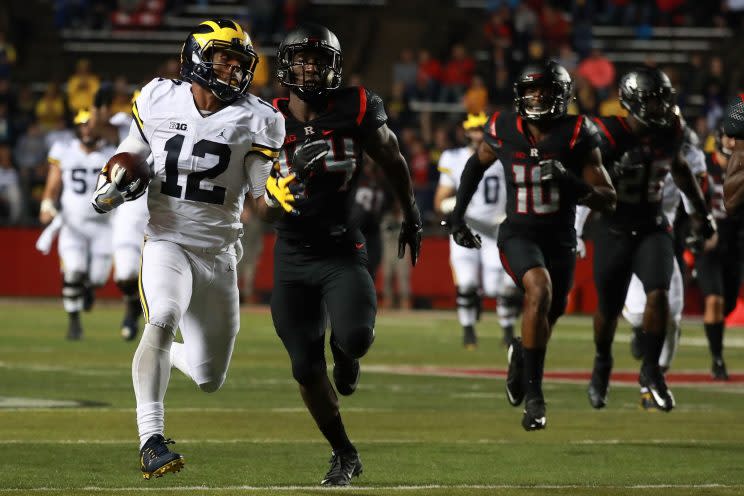 Michigan blew out Rutgers on the field in 2016. (Getty)