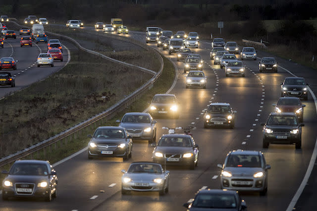 File photo dated 19/12/14 of traffic on the M5 motorway, Somerset. New diesel and petrol cars and vans will be banned from 2040 as part of efforts to tackle air pollution, the Government is expected to announce.