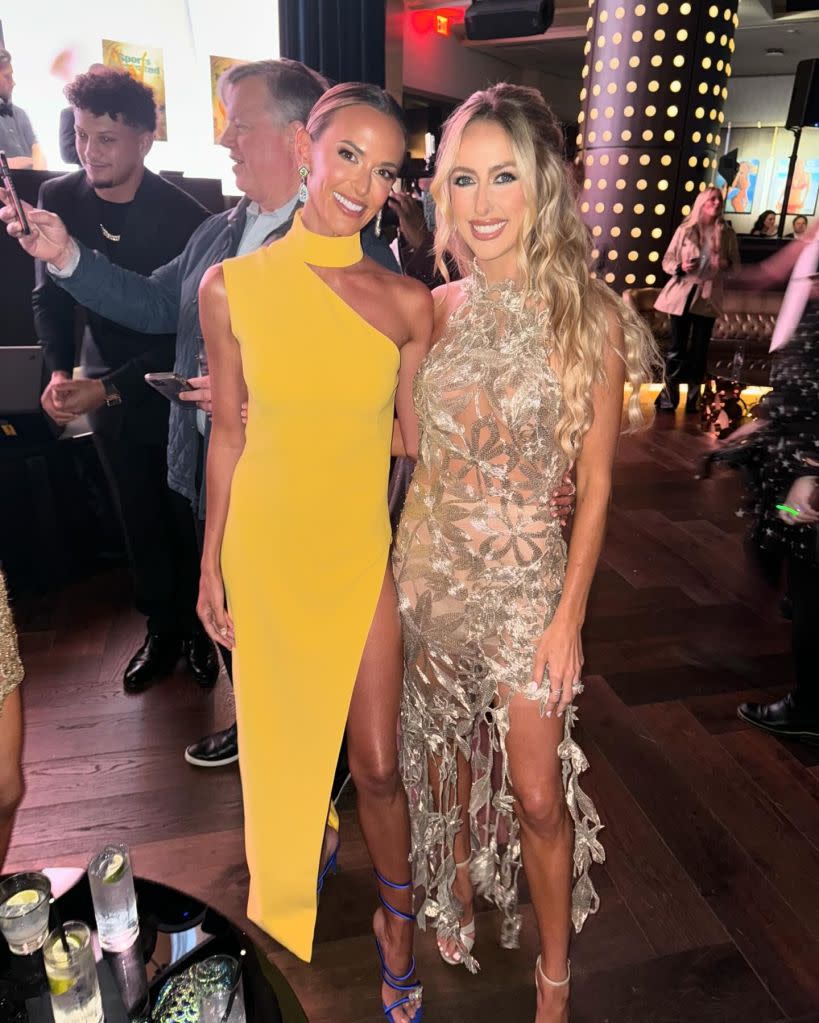 At last Thursday’s SI Swim party at the Hard Rock Hotel in Times Square, Sims posed with fellow WAG and SI Rookie Brittany Mahomes. jenamsims/Instagram