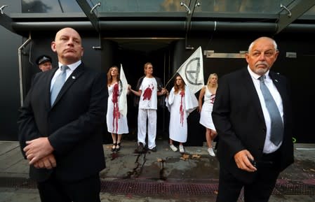 Extinction Rebellion climate change protest during London Fashion Week