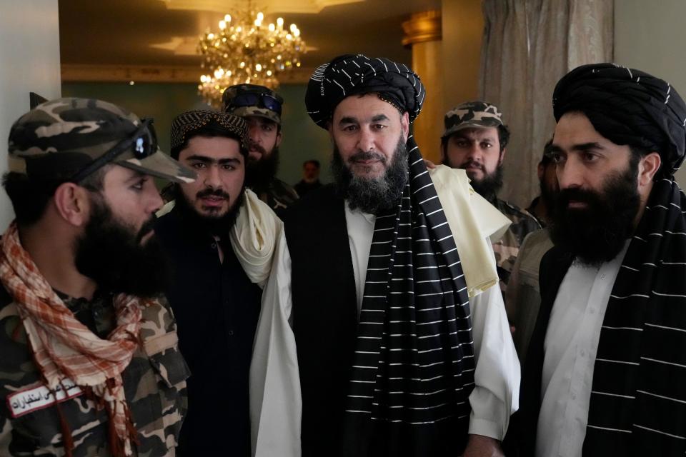 Bashir Noorzai, prison, speaks during his release ceremony, at the Intercontinental Hotel, in Kabul, Afghanistan, on Sept. 19, 2022. Noorzai, a notorious drug lord and member of the Taliban, told reporters in Kabul on Monday that he spent 17 years and six months in a U.S. prison. Taliban-appointed Foreign Minister Amir Khan Muttaqi said Monday that a released American, in what appears to have been part of a swap, was Mark Frerichs, a Navy veteran and civilian contractor kidnapped in Afghanistan in 2020.