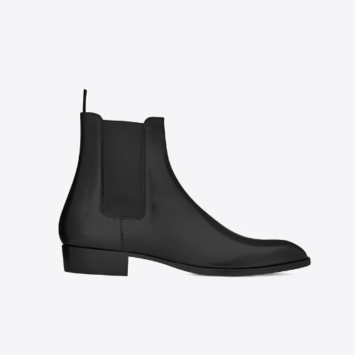 black YSL Wyatt chelsea boot against white background