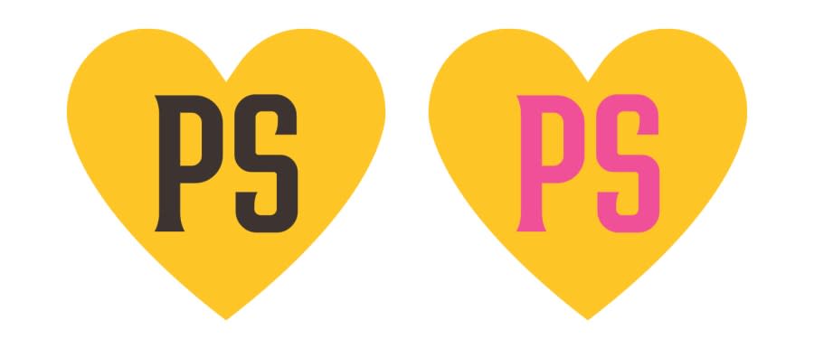 Renderings of the "PS" jersey patch honoring the late Peter Seidler. (Courtesy of the San Diego Padres)