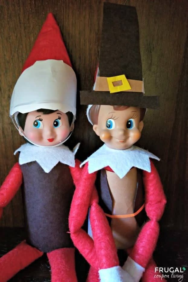 13) Thanksgiving Pilgrims Elf Return Idea