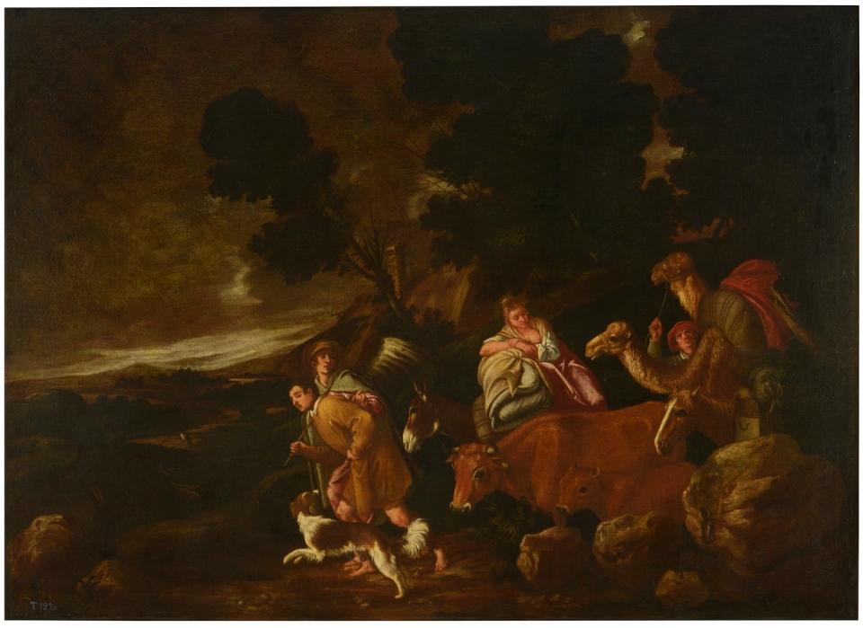 <em>Viaje de Tobías y Sara</em>, de Pedro de Orrente. <a href="https://www.museodelprado.es/coleccion/obra-de-arte/viaje-de-tobias-y-sara/16ea902d-c6ca-47da-9607-6fd20ff12989" rel="nofollow noopener" target="_blank" data-ylk="slk:Museo del Prado;elm:context_link;itc:0;sec:content-canvas" class="link ">Museo del Prado</a>