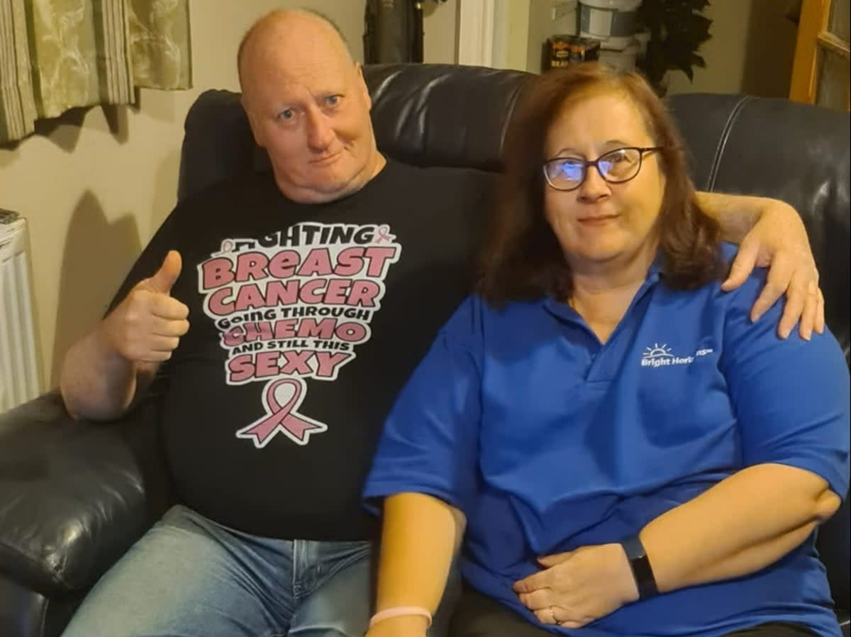 Keith and his wife Tracey Parker, who also had breast cancer (Supplied)