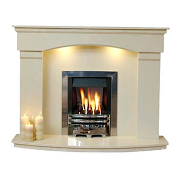 <b>Cambridge marble fireplace</b><br><br>With its curved hearth and down lighters, this fireplace (suitable for gas and electric fires only) would make a smart addition to a contemporary room. <br><br> £449, <b><a href="http://www.creativefireplaces.co.uk/cambridge-marble-fireplace-hearth-back-panel.html" rel="nofollow noopener" target="_blank" data-ylk="slk:Creative Fireplaces;elm:context_link;itc:0;sec:content-canvas" class="link ">Creative Fireplaces</a></b>