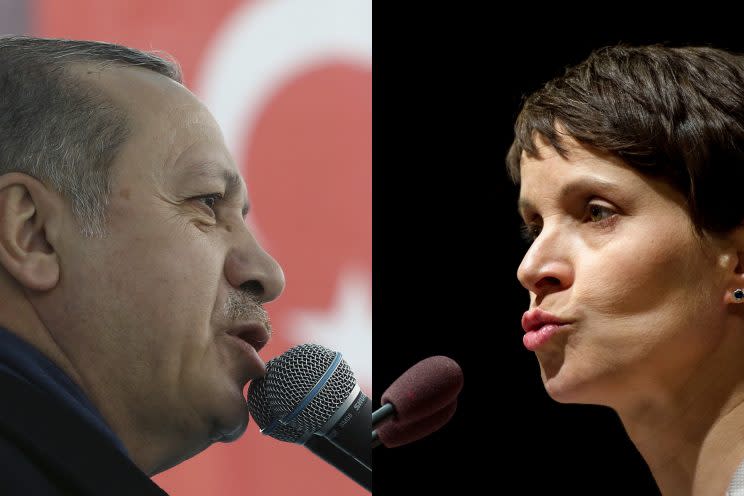 Recep Tayyip Erdogan und Frauke Petry haben bei genauer Betrachtung einiges gemeinsam (Bilder: dpa)