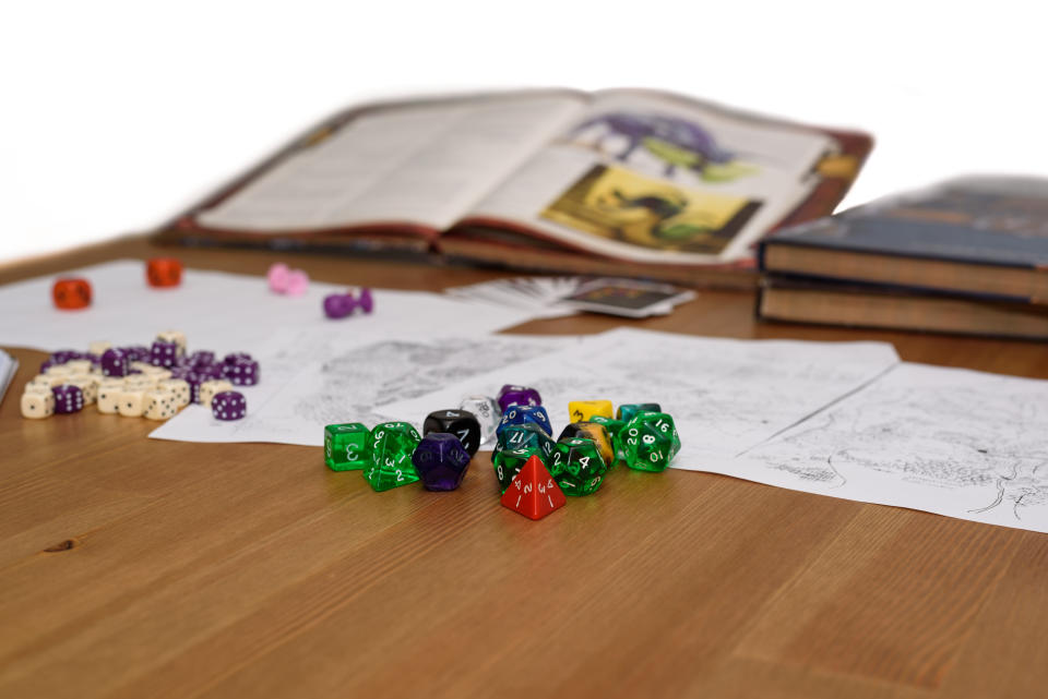 Stock image of Dungeons & Dragons game on table